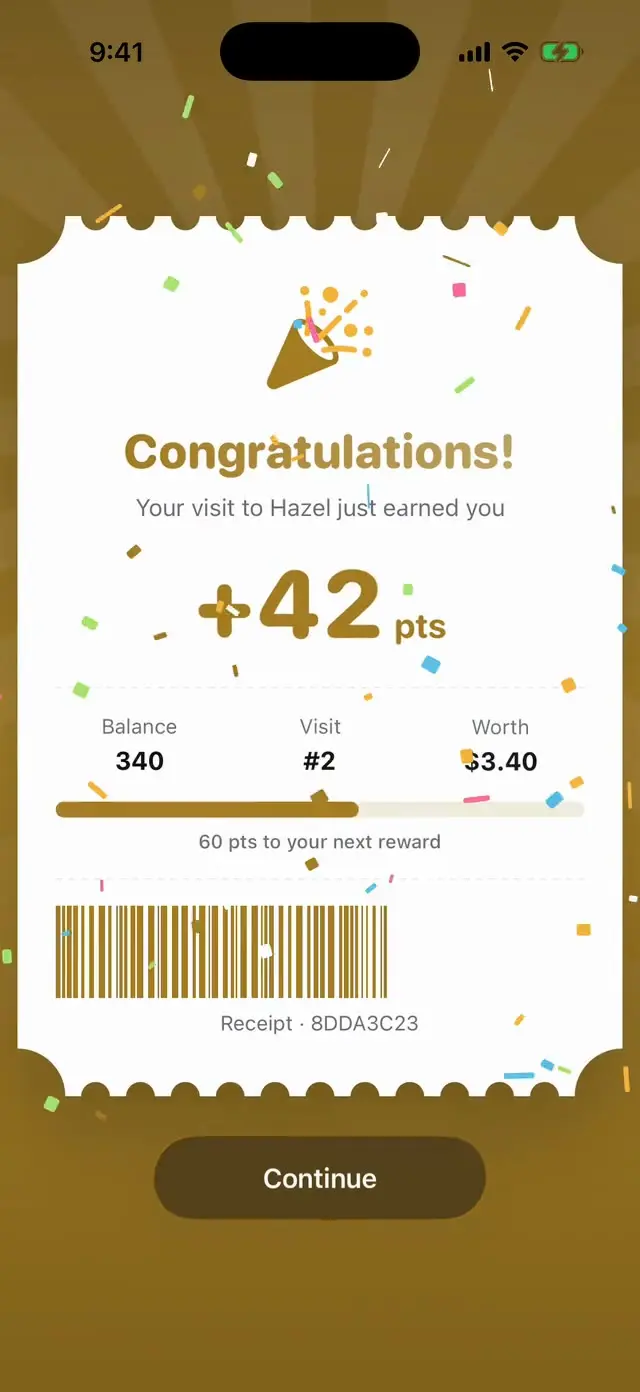 Guest earning 42 points