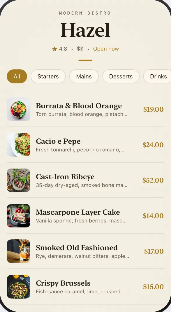 Hazel menu in the Classic theme